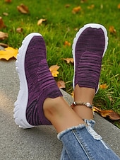 levne Dámské tenisky-Dámské růžové flyknit nazouvací tenisky s bílou podrážkou – ležérní lehká vycházková obuv na fitness, cestování i každodenní nošení
