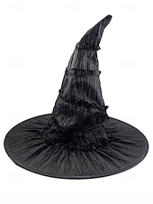 billige Halloween-tilbehør-Halloween-heksehatt til dame – klassisk svart spiss trollmannshatt til kostymefest, cosplay og festlig utkledning