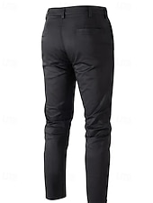 economico Chino-Per uomo Pantaloni Chinos Pantaloni plissettati Tasca Bottoni Semplice Comodità Formale Feste Lavoro Moda Stile Classico Nero Vino Micro-elastico