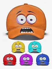 economico Cappelli da uomo-Cappellino da baseball da uomo con faccia da cartone animato: divertenti occhi 3D e design a bocca aperta, disponibile in più colori, perfetto per l'abbigliamento casual e all'aperto