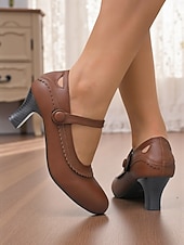 cheap 1950s-Women&#039;s Vintage Green Mary Jane Heels - 1950s-Style Round Toe Shoes with Scallop Details for Fall Work Looks,Daily Outfits and Vintage-Inspired Gatherings