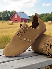 baratos Sapatilhas e Mocassins de mulher-sapatilhas casuais femininas marrons com cadarço – sapatos leves e largos para caminhadas no campo, marrons e uso diário