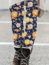 economico Pantaloni di Halloween-Per donna Pantaloni Leggings Leggings comodi Streetwear Casual Lunghezza intera Vita Alta Zucca Elastico in vita Stampato Traspirabilità Confortevole Elasticizzato Vacanza Streetwear Abbigliamento
