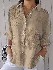 preiswerte Damen Kunst- und Design-Oberteile-Damen Shirt Button Down Tunika Hemd Kragen Langarm Grafisch Abstrakt Täglich Stilvoll Modern Regelmäßige Tops Arbeit Täglich Feiertag s Druck Weiß Blau Grün Khaki Frühling Herbst