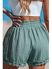 ieftine Pantaloni scurți din denim-Pentru femei chinez Pantaloni Scurți Șic Stradă Stilul etnic De Bază Scurt Talie Înaltă Simplu Buzunar Curea elastică Confortabil Απαλό Comfortabil Micro-elastic În aer liber Vacanță Stradă Negru Alb