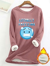 economico Umor e Citazioni Tops-Felpa da donna felpa foderata in pile pigiama caldo grafica con lettere calda casual morbida maniche lunghe collo rotondo top regolari street casual nera gialla rosa rosa scuro blu primavera autunno