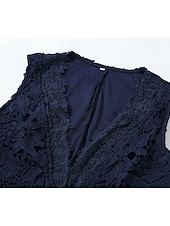 abordables Robes Bohémiennes-Femmes Robe Midi Robe bohème Robe occidentale Mode Moderne Extérieur Quotidien Sortir Coupe régulière Uni Sans manches Col en V Bleu de minuit Été