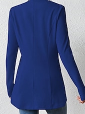 abordables Blazers y Trajes-Mujer chaqueta Cómodo Botones Moda Plano Noche Fin de semana Botonadura Simple Regular Escote en Pico Ajuste regular Manga Larga Ropa de calle Negro Blanco Vino Otoño