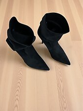 baratos Botas Slouch-Botas femininas de camurça genuína com cano largo, estilo casual confortável para o dia a dia, perfeitas para looks urbanos descontraídos