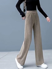 halpa Suorat Housut-Naisten Vakosamettihousut Housut Suora Katutyyli Vapaa-aika Täyspitkä Luonnollinen Tavallinen Joustava kiristysnauhan suunnittelu Mukava Katu Pyhäpäivä Viikonloppu Tumma harmaa Musta Khaki Syksy