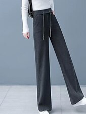 halpa Suorat Housut-Naisten Vakosamettihousut Housut Suora Katutyyli Vapaa-aika Täyspitkä Luonnollinen Tavallinen Joustava kiristysnauhan suunnittelu Mukava Katu Pyhäpäivä Viikonloppu Tumma harmaa Musta Khaki Syksy