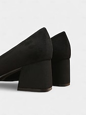 abordables Chaussures sans lacet et mocassins femme-Mocassins à talon carré en daim bordeaux pour femmes - chaussures habillées à enfiler à bout carré avec détail mors doré, style rétro classique pour le bureau, les tenues d&#039;affaires et les occasions