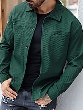 preiswerte Lässige Jacken-Herren Leichte Jacke Freizeitjacke Urlaub Täglich Atmungsaktiv Jacquard Tasche Frühling Herbst Einfach Mode Klassisch Revers Regulär Dunkelgrün Braun Jacken