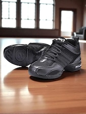 abordables Baskets de danse-Baskets de danse jazz en maille rouge et noire pour femmes avec semelle fendue, design léger et respirant - chaussures d&#039;entraînement professionnelles pour le hip-hop, la zumba et l&#039;entraînement de
