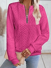 economico Felpe e Sweatshirt Texturizzati-Per donna Felpa con texture Felpe Felpe con cerniera Semplice Streetwear Casual Comodo Manica Lunga Collo Alto Top Regolari Streetwear Ferie Uscire Zip a un quarto Bianco Rosa Vino Rosa scuro Blu