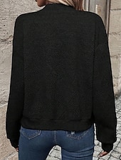 preiswerte Freizeitjacken-Damen Freizeitjacke Strukturierte Jacken Bequem Reißverschluss Mode Modern Lässig Einfach Ausgehen Wochenende Reisverschluss Regulär Stehkragen Normale Passform Langarm Oberbekleidung Schwarz Wei