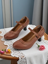 cheap 1950s-Women&#039;s Vintage Green Mary Jane Heels - 1950s-Style Round Toe Shoes with Scallop Details for Fall Work Looks,Daily Outfits and Vintage-Inspired Gatherings