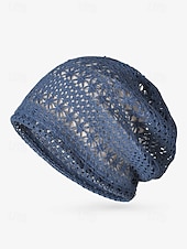 abordables Chapeaux pour femmes-Bonnet ample en tricot de dentelle pour femme – bonnet en polyester léger et respirant pour le printemps, l&#039;automne, les promenades en plein air et les tenues décontractées quotidiennes