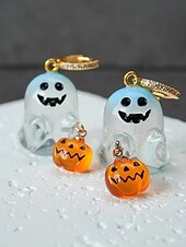 economico Accessori di Halloween-orecchini da donna a forma di fantasma e zucca di Halloween: graziosi gioielli pendenti con dettagli in cristallo per feste in maschera, cosplay e abiti festivi