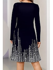 preiswerte Kunst &amp; Design Kleid-Damen Minikleid T-Shirt-Kleid A Linie Kleid Urlaub Lässig Täglich Date Normale Passform Ombre Grafik Abstrakt Langarm Rundhalsausschnitt Schwarz Blau Grün Frühling Herbst Winter