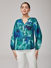 voordelige Blouses &amp;amp; Shirts-abstracte bloemen chiffon crop top