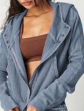 baratos Moletons e Sweatshirts Texturizados-Mulheres Jaqueta casual Casaco com capuz Manter Quente Confortável Zíper Bolsos Moda Ao ar livre Tecido Para Noite Final de semana Zíper Padrão Com Capuz Normal Manga Longa agasalhos Preto Rosa Azul