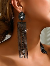 economico Orecchino da donna-orecchini con nappe in strass di cristallo da donna, lunghi gioielli pendenti per feste notturne e abiti da discoteca