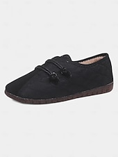 baratos Sapatilhas de mulher-mocassins femininos acolchoados, largos e sem cadarço, com acabamento em camurça sintética, calçados descalços antiderrapantes e conforto aconchegante para uso em casa e em trajes casuais