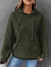 abordables Hauts Simples-Femmes Sweats à capuche Uni Occasionnel manche longue À capuche Hauts Réguliers Rue Tenue Quotidienne Avec Poches Imprimé Noir Blanche Rose Claire Vert Véronèse Bleu de minuit Automne Hiver