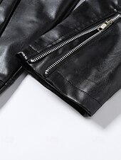abordables Veste en simili-cuir-Homme Veste en Similicuir Veste moto Blouson de Moto Vacances Quotidien Coupe-vent Chaud Avec Poches Automne Hiver Uni Mode Classique Col montant Régulier Noir Veste