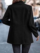 billiga Blazers och kostymer-Dam Vardaglig jacka Håller värmen Bekväm Ficka Mode Utomhus Slät Utekväll Helgen Dragkedja Normal Hög krage Normal Långärmad Ytterkläder Svart Rodnande Rosa Mörkrosa Höst Vinter