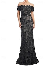 preiswerte Meerjungfrau Abendkleider-mit Blumen bestickte Spitzenapplikationen Meerjungfrau/Trompete Abendkleid elegantes Kleid formelle Hochzeit bodenlang ärmellos schulterfrei 2025