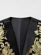 preiswerte Herrenweste-Herren Weste Gilet Urlaub Party Geschäft Mode Lässig Frühling Herbst Tasche Knöpfe Pailletten Polyester Bequem Beflockung Einreihig Ein-Knopf Steigendes Revers Normale Passform Gold Weste