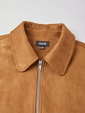 economico Cappotti &amp; Trench-giacca da donna in finta pelle scamosciata con cerniera, collo con revers, finiture a costine, chiusura con cerniera, tasche foderate, casual, elegante, per tutti i giorni, autunno