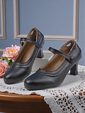 cheap 1950s-Women&#039;s Vintage Green Mary Jane Heels - 1950s-Style Round Toe Shoes with Scallop Details for Fall Work Looks,Daily Outfits and Vintage-Inspired Gatherings