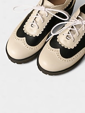 baratos década de 1950-Sapatos oxford brogue vintage preto e branco femininos dos anos 1950 com cadarço e salto baixo - calçados retrô oktoberfest para uso casual, trabalho e cosplay