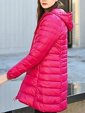 abordables Doudounes-Femmes Doudoune Manteau Chaud Confortable Fermeture éclair Avec Poches Mode Uni Fête Sortir Décontracté Quotidien Week-end Fermeture éclair Long À capuche Coupe régulière manche longue Vêtements