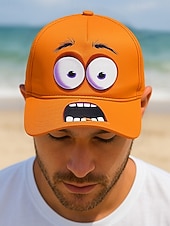 economico Cappelli da uomo-Cappellino da baseball da uomo con faccia da cartone animato: divertenti occhi 3D e design a bocca aperta, disponibile in più colori, perfetto per l'abbigliamento casual e all'aperto