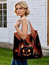 olcso Táskák-női halloweeni tökmintás bevásárlótáska - összecsukható, újrafelhasználható bevásárló válltáska tökmintával hétköznapi, parti és mindennapi használatra