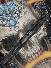 tanie Torby-Męska torba typu crossbody z motywem czaszki na Halloween od Sarah Richter – inspirowana stylem vintage czaszka z pomarańczowymi akcentami, wyjątkowa sztuka na imprezy halloweenowe, festiwale i codzienne stylizacje