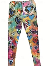 economico -Per donna Pantaloni Leggings Leggings comodi Streetwear Casual Lunghezza intera Vita Alta Cuore Elastico in vita Stampato Traspirabilità Confortevole Elasticizzato Vacanza Streetwear Abbigliamento