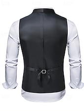 billige Herrevest-Herre سترة Veste Gilet Feriereise Fest Virksomhet Mote Fritid Vår Høst Lomme Knapper Polyester Bekvem Paisly Enkelt Brystet Enn-knapp Knaphul Normal Mørkegrønn Vest