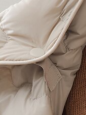 ieftine Jachete din puf-Pentru femei Fâș Cald Comfortabil Nasturi Modă Simplu Ieșire Sfârșit de săptămână Cu Un Nasture Regulat Crewneck Fit regulat Manșon Lung Îmbrăcăminte exterioară Roz Deschis Albastru Deschis Alb