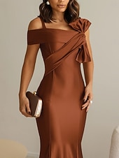 ieftine Rochii de seară sirenă-Rochie de seară tip sirenă  trompetă Rochie elegantă Invitată la nuntă Lungime până la podea Fără mâneci Un umăr Catifea elastică cu fundițe