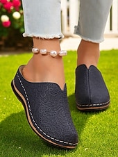 preiswerte Clogs &amp; Pantoletten für Damen-Damen-Slipper aus Kunstleder – atmungsaktive Komfort-Clogs mit Spitzenmuster für Gartenarbeit, Hauskleidung und Freizeitoutfits