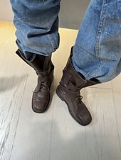 economico Stivali da combattimento-stivali da combattimento con fibbia in pelle da donna - stile urbano audace per la moda - outfit cittadini all'avanguardia, ideali per lo streetwear quotidiano &amp;occasioni alla moda