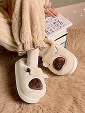ieftine Flip-Flops de Damă-Papuci de pluș pentru femei cu ursuleți capibara – pantofi de interior din fleece călduroși cu design drăguț cu animale, pentru casă, dormitor și zile confortabile de iarnă
