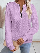 economico Felpe e Sweatshirt Texturizzati-Per donna Felpa con texture Felpe Felpe con cerniera Semplice Streetwear Casual Comodo Manica Lunga Collo Alto Top Regolari Streetwear Ferie Uscire Zip a un quarto Bianco Rosa Vino Rosa scuro Blu
