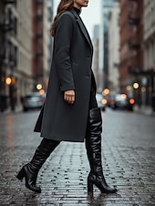 olcso Slouch Boots-női térdig érő, blokksarkú csizma oldalsó cipzárral és bő szabással - stílusos lábbeli női városi, lezser és mindennapi viseletre