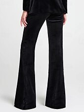 economico Pantaloni e gonne da completo-Tuta / Completo Pantalone Abito da cerimonia per signora Elegante Colletto a Camicia Lunghezza al pavimento Velluto Chiffon Elasticizzato Manica Lunga con Bottoni Tinta unita 2025